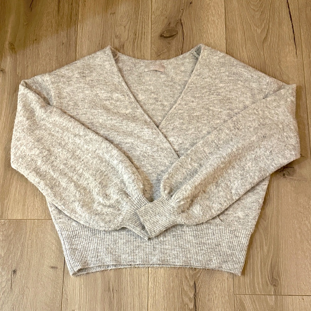 NUUDS Cozy Wrap Sweater LARGE Gray